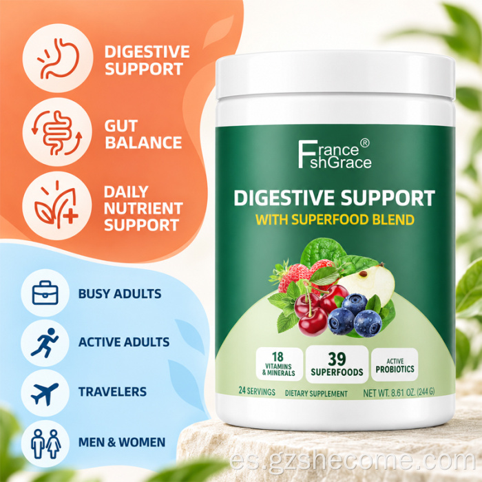 Polvo verde Shecome orgánico para la salud digestiva